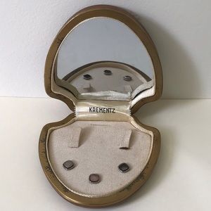 Krementz Rolled Gold Mother of Pearl Shirt Studs Vintage Mirror Box UNUSED STUDS